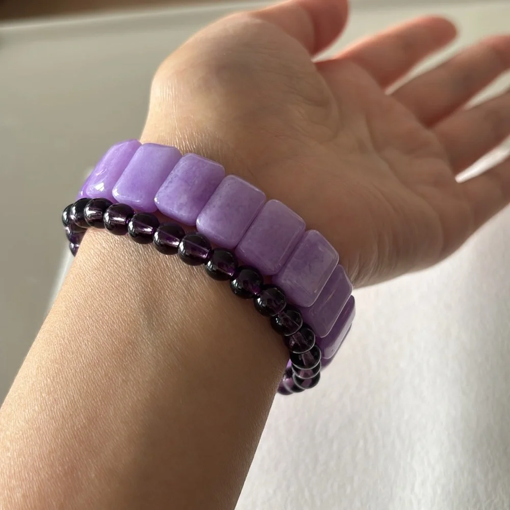 🏝️☀️Vacation 💜 Light Purple Natural Stone Bracelet 💜 - Picture 9 of 10